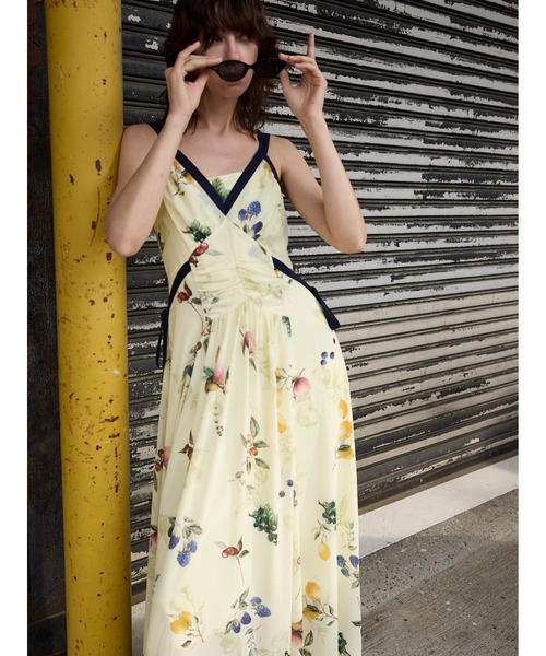 フレイ アイディー] フルーツプリントサイドリボンキャミワンピース