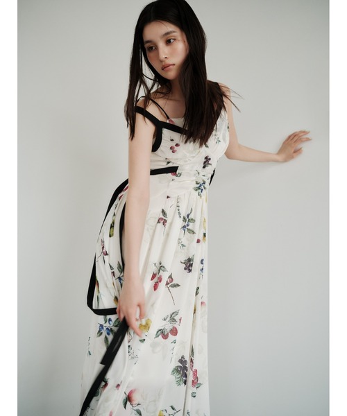 フルーツプリントサイドリボンキャミワンピース／ウォッシャブル