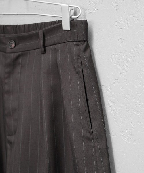 MinoriTY】シャドウストライプ2タックピンストライプカーブスラックス