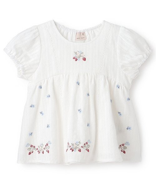 petit main（プティマイン）の「【リンク】いちご刺しゅうパフチュニック(キッズ)（チュニック・キッズ・ライトピンク/アイボリー/ライトブルー・90cm/110cm/120cm/100cm/80ｃｍ/130cm）」の11枚目の写真