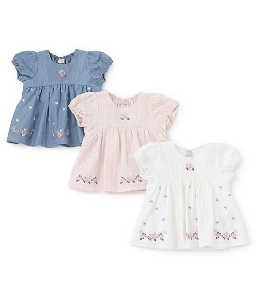 petit main（プティマイン）の「【リンク】いちご刺しゅうパフチュニック(キッズ)（チュニック・キッズ・ライトピンク/アイボリー/ライトブルー・90cm/110cm/120cm/100cm/80ｃｍ/130cm）」の19枚目の写真