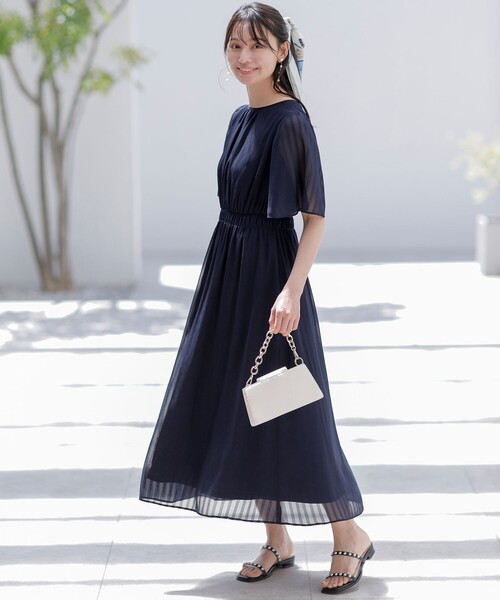 ANY SIS（エニィスィス）の「【洗える】シアーパターン ワンピース（ワンピース・レディース・アイボリー系4/ブラック系4/ネイビー系/ブラック系5/ローズ系・2/1/3）」の5枚目の写真