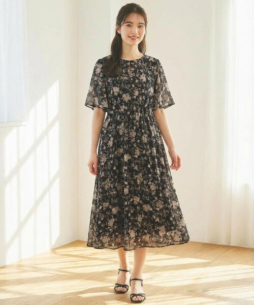 ANY SIS（エニィスィス）の「【洗える】シアーパターン ワンピース（ワンピース・レディース・アイボリー系4/ブラック系4/ネイビー系/ブラック系5/ローズ系・2/1/3）」の9枚目の写真