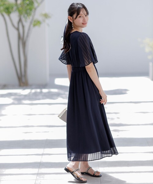 ANY SIS（エニィスィス）の「【洗える】シアーパターン ワンピース（ワンピース・レディース・アイボリー系4/ブラック系4/ネイビー系/ブラック系5/ローズ系・2/1/3）」の10枚目の写真