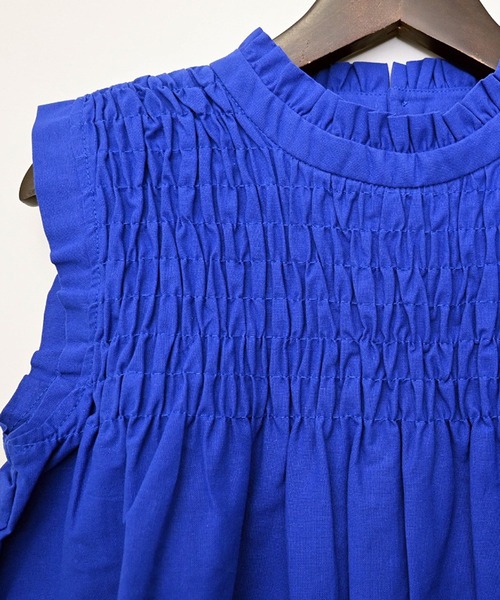 STYLEBLOCK（スタイルブロック）の「リネンタッチシャーリングノースリーブブラウス（シャツ/ブラウス・レディース・ブラック/ブルー/ホワイト/レッド・M）」の7枚目の写真