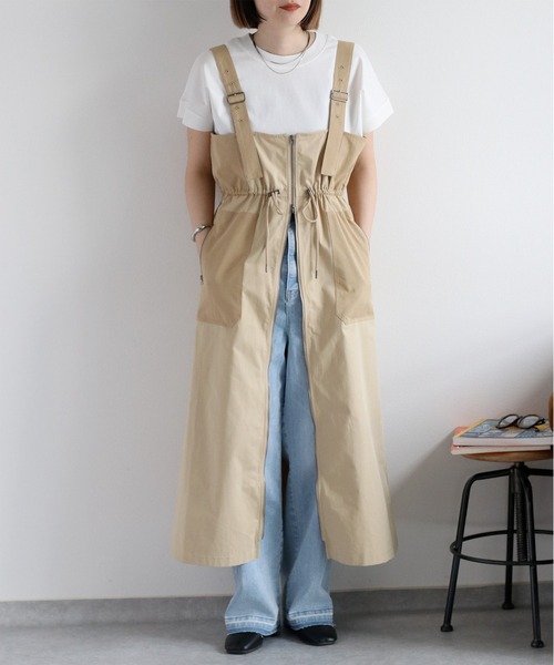 cepo(セポ)の「ミリタリー切り替えジャンスカ(ジャンパースカート・レディース・オリーブ/ベージュ・M)」の1枚目の写真