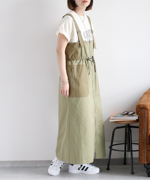 セール】ミリタリー切り替えジャンスカ（ジャンパースカート