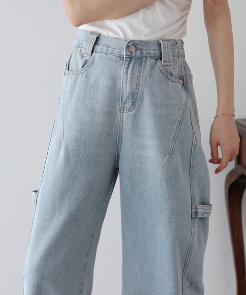 BLUEEAST(ブルーイースト)の「バックゴムペインターカーブデニムパンツ(デニムパンツ・レディース・ブルー/ネイビー・MEDIUM/LARGE)」の5枚目の写真