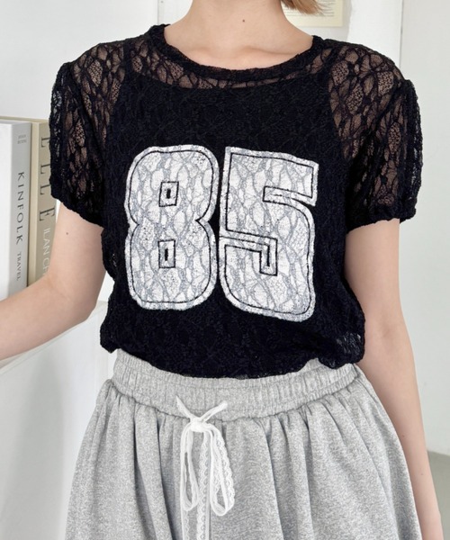 SOLLON.(ソルロン)の「レースナンバリング半袖トップス(Tシャツ/カットソー・レディース・ホワイト/ブラック・FREE)」の18枚目の写真