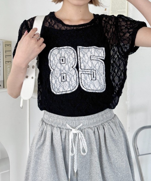 SOLLON.(ソルロン)の「レースナンバリング半袖トップス(Tシャツ/カットソー・レディース・ホワイト/ブラック・FREE)」の17枚目の写真