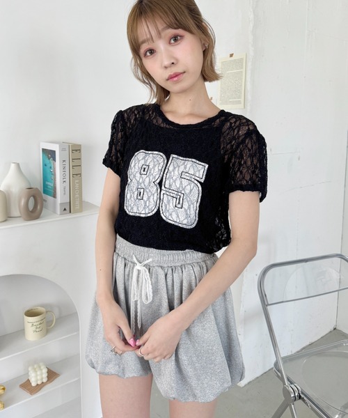SOLLON.(ソルロン)の「レースナンバリング半袖トップス(Tシャツ/カットソー・レディース・ホワイト/ブラック・FREE)」の15枚目の写真