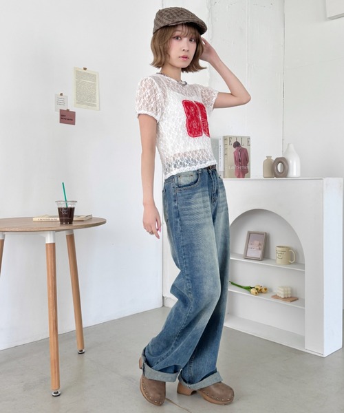 SOLLON.(ソルロン)の「レースナンバリング半袖トップス(Tシャツ/カットソー・レディース・ホワイト/ブラック・FREE)」の22枚目の写真