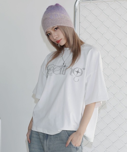 MSG(エムエスジー)の「ラインストーン短丈半袖Tシャツ【UNISEX】(Tシャツ/カットソー・メンズ・ホワイト/ブラック/ワイン/ライトブルー/ピンク/カモフラージュ/チャコール・XL/L/M/S)」の12枚目の写真
