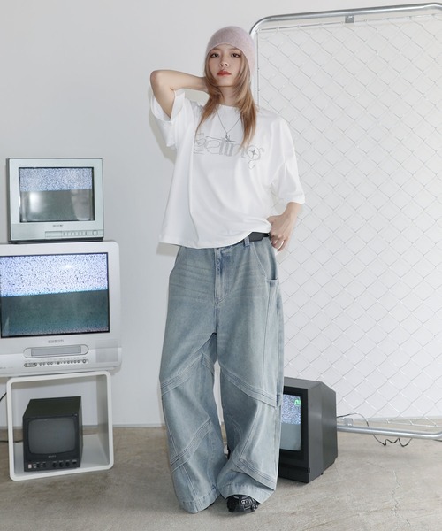 MSG(エムエスジー)の「ラインストーン短丈半袖Tシャツ【UNISEX】(Tシャツ/カットソー・メンズ・ホワイト/ブラック/ワイン/ライトブルー/ピンク/カモフラージュ/チャコール・XL/L/M/S)」の14枚目の写真