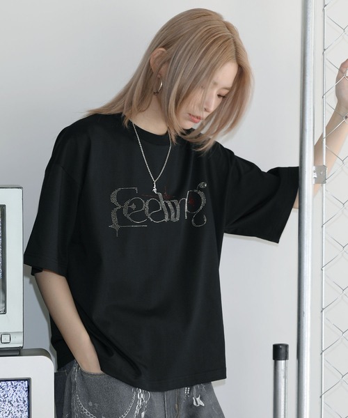 MSG(エムエスジー)の「ラインストーン短丈半袖Tシャツ【UNISEX】(Tシャツ/カットソー・メンズ・ホワイト/ブラック/ワイン/ライトブルー/ピンク/カモフラージュ/チャコール・XL/L/M/S)」の16枚目の写真