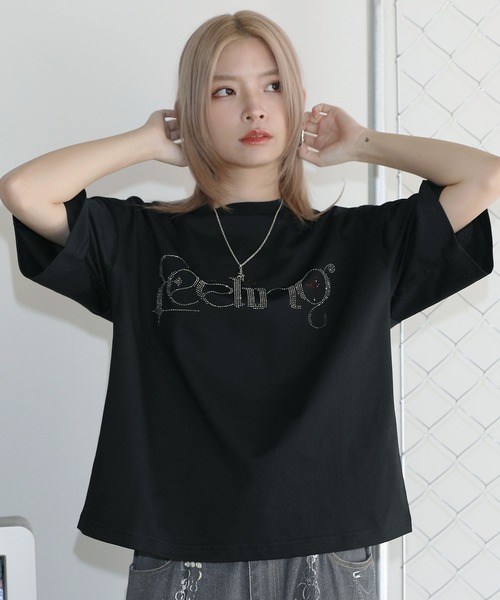 MSG(エムエスジー)の「ラインストーン短丈半袖Tシャツ【UNISEX】(Tシャツ/カットソー・メンズ・ホワイト/ブラック/ワイン/ライトブルー/ピンク/カモフラージュ/チャコール・XL/L/M/S)」の18枚目の写真