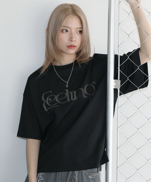 MSG(エムエスジー)の「ラインストーン短丈半袖Tシャツ【UNISEX】(Tシャツ/カットソー・メンズ・ホワイト/ブラック/ワイン/ライトブルー/ピンク/カモフラージュ/チャコール・XL/L/M/S)」の20枚目の写真