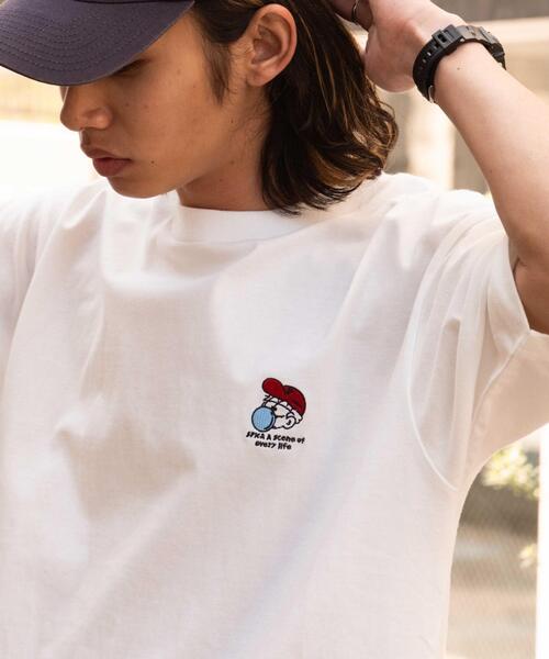 WEGO（ウィゴー）の「WEGO/グラフィックワンポイントT（Tシャツ/カットソー・メンズ・スミクロ/ネイビー/ホワイト系その他/ホワイト/アッシュグレー/ブラック・LARGE/MEDIUM）」の2枚目の写真