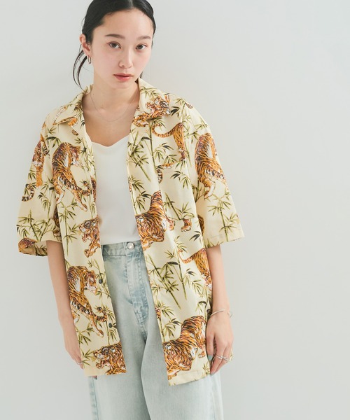 le cercle ADAM ET ROPE'(ルセルクルアダムエロペ)の「【MON YO/モンヨー】JAPANESE PATTERN ALOHA SHIRT(シャツ/ブラウス・レディース・グリーン系その他/パープル系その他/ホワイト系その他2/レッド系その他2・FREE)」の7枚目の写真