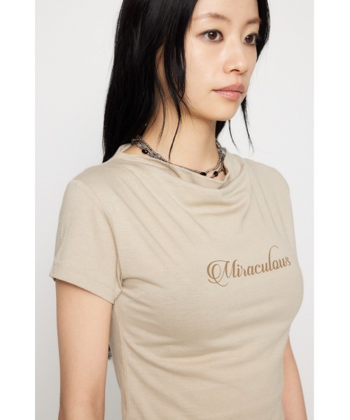 LAGUA GEM(ラグアジェム)の「NECK DRAPE Tシャツ(Tシャツ/カットソー・レディース・ブラック/アイボリー/ベージュ・FREE)」の9枚目の写真