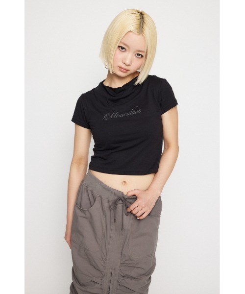 LAGUA GEM(ラグアジェム)の「NECK DRAPE Tシャツ(Tシャツ/カットソー・レディース・ブラック/アイボリー/ベージュ・FREE)」の17枚目の写真