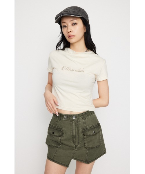 LAGUA GEM(ラグアジェム)の「NECK DRAPE Tシャツ(Tシャツ/カットソー・レディース・ブラック/アイボリー/ベージュ・FREE)」の4枚目の写真
