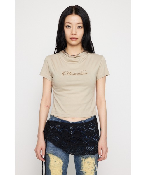 LAGUA GEM(ラグアジェム)の「NECK DRAPE Tシャツ(Tシャツ/カットソー・レディース・ブラック/アイボリー/ベージュ・FREE)」の8枚目の写真