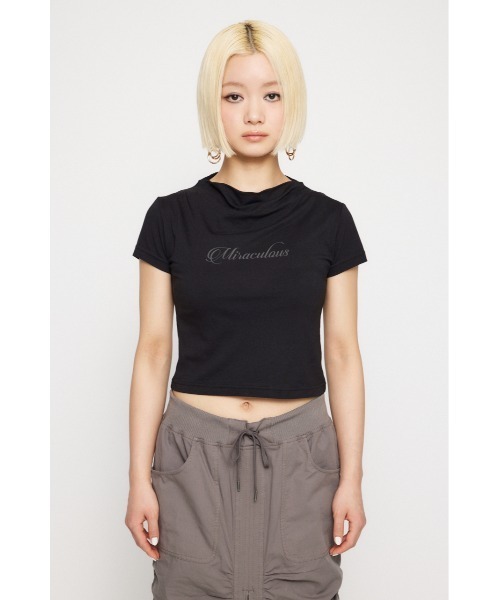 LAGUA GEM(ラグアジェム)の「NECK DRAPE Tシャツ(Tシャツ/カットソー・レディース・ブラック/アイボリー/ベージュ・FREE)」の7枚目の写真