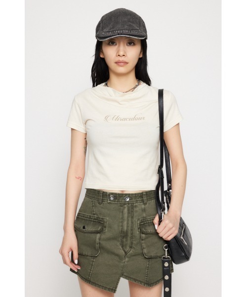 LAGUA GEM(ラグアジェム)の「NECK DRAPE Tシャツ(Tシャツ/カットソー・レディース・ブラック/アイボリー/ベージュ・FREE)」の6枚目の写真