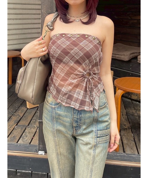 EVRIS（エヴリス）の「チェックベアトップ（キャミソール・レディース・ブラック/ブラウン・FREE）」の19枚目の写真