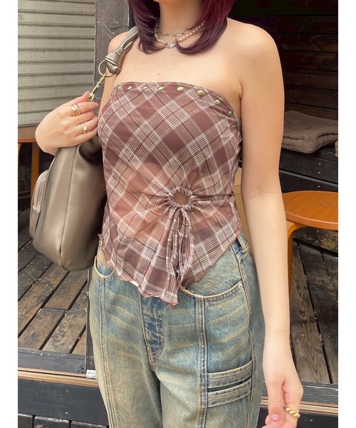 EVRIS（エヴリス）の「チェックベアトップ（キャミソール・レディース・ブラック/ブラウン・FREE）」の17枚目の写真