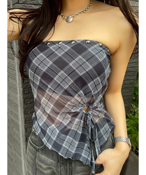 EVRIS（エヴリス）の「チェックベアトップ（キャミソール・レディース・ブラック/ブラウン・FREE）」の11枚目の写真