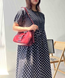 ●ひんやり ウエストシャーリング リブデザイン半袖ワンピ―ス