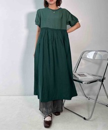 AS KNOW AS plus | ●ひんやり ウエストシャーリング リブデザイン半袖ワンピ―ス(ワンピース)