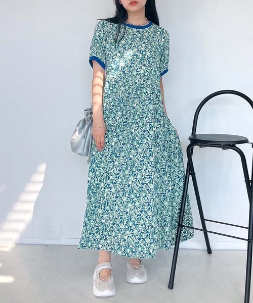 AS KNOW AS plus(アズノゥアズプラス)の「●ひんやり ウエストシャーリング リブデザイン半袖ワンピ―ス(ワンピース・レディース・モカ/ブルー系/チャコールグレー/ネイビー系/グリーン系1/ブラック系1/ブルー系1・FREE)」の6枚目の写真