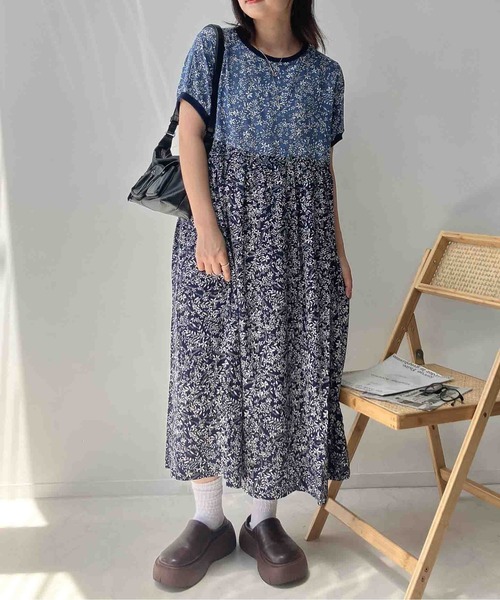 AS KNOW AS plus(アズノゥアズプラス)の「●ひんやり ウエストシャーリング リブデザイン半袖ワンピ―ス(ワンピース・レディース・モカ/ブルー系/チャコールグレー/ネイビー系/グリーン系1/ブラック系1/ブルー系1・FREE)」の10枚目の写真