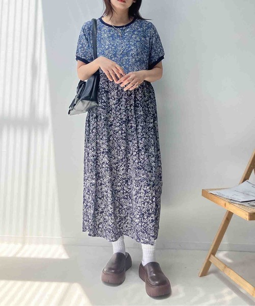 AS KNOW AS plus(アズノゥアズプラス)の「●ひんやり ウエストシャーリング リブデザイン半袖ワンピ―ス(ワンピース・レディース・モカ/ブルー系/チャコールグレー/ネイビー系/グリーン系1/ブラック系1/ブルー系1・FREE)」の9枚目の写真