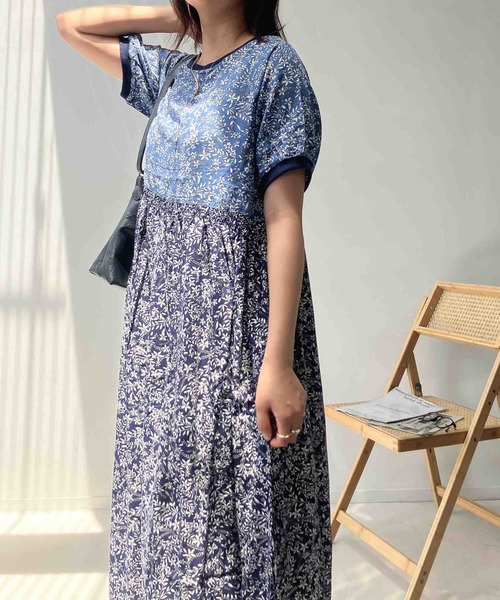 AS KNOW AS plus(アズノゥアズプラス)の「●ひんやり ウエストシャーリング リブデザイン半袖ワンピ―ス(ワンピース・レディース・モカ/ブルー系/チャコールグレー/ネイビー系/グリーン系1/ブラック系1/ブルー系1・FREE)」の13枚目の写真