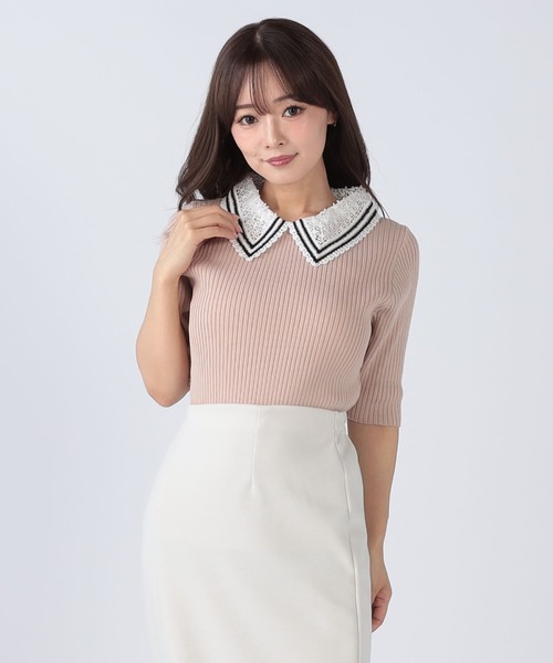 CECIL McBEE（セシルマクビー）の「接触冷感ウォッシャブルつけ襟プルオーバー（ニット/セーター・レディース・ブラック/ピンク/オフホワイト/ネイビー・MEDIUM）」の8枚目の写真