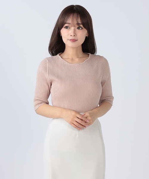 CECIL McBEE（セシルマクビー）の「接触冷感ウォッシャブルつけ襟プルオーバー（ニット/セーター・レディース・ブラック/ピンク/オフホワイト/ネイビー・MEDIUM）」の9枚目の写真