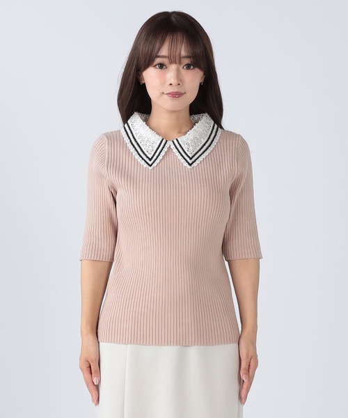 CECIL McBEE（セシルマクビー）の「接触冷感ウォッシャブルつけ襟プルオーバー（ニット/セーター・レディース・ブラック/ピンク/オフホワイト/ネイビー・MEDIUM）」の10枚目の写真