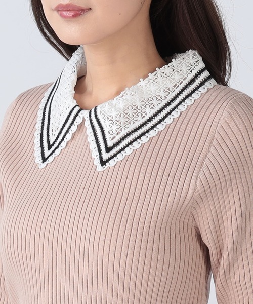 CECIL McBEE（セシルマクビー）の「接触冷感ウォッシャブルつけ襟プルオーバー（ニット/セーター・レディース・ブラック/ピンク/オフホワイト/ネイビー・MEDIUM）」の13枚目の写真