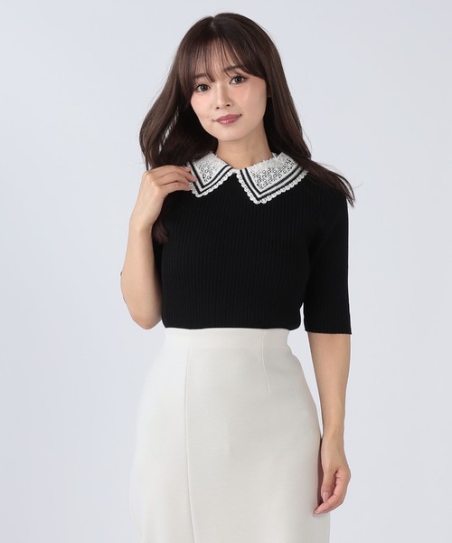 CECIL McBEE（セシルマクビー）の「接触冷感ウォッシャブルつけ襟プルオーバー（ニット/セーター・レディース・ブラック/ピンク/オフホワイト/ネイビー・MEDIUM）」の7枚目の写真