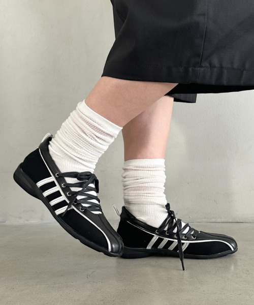 セール】ライン スポーティーバレエシューズ レースアップシューズ