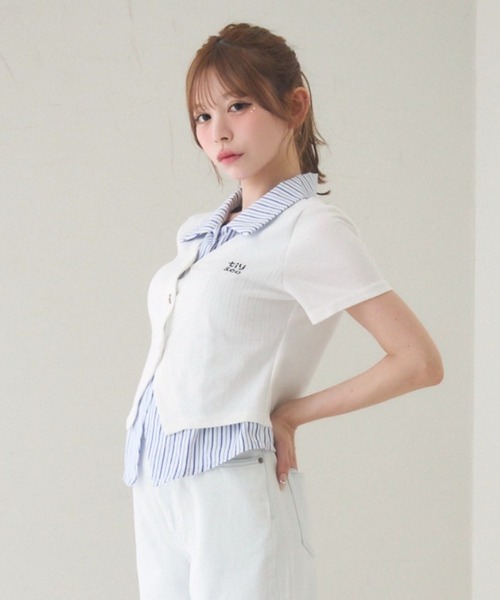 TITTY&CO.（ティティーアンドコー）の「レイヤードセーラーT（Tシャツ/カットソー・レディース・アイボリー/ネイビー/グレー・FREE）」の2枚目の写真