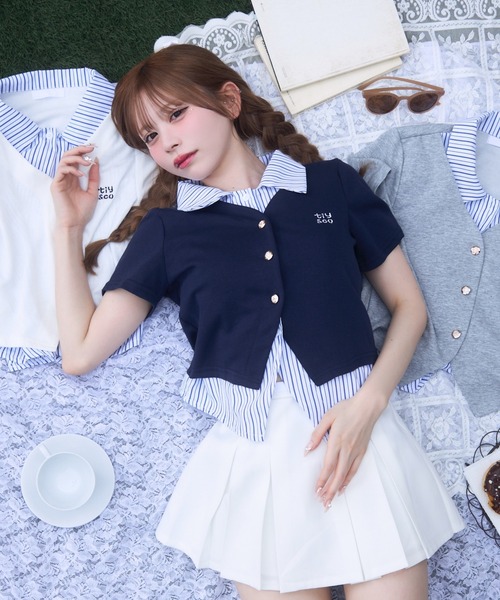 TITTY&CO.（ティティーアンドコー）の「レイヤードセーラーT（Tシャツ/カットソー・レディース・アイボリー/ネイビー/グレー・FREE）」の20枚目の写真