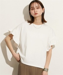 nissen | 綿１００％　ショルダーフリルＴシャツ(Tシャツ/カットソー)