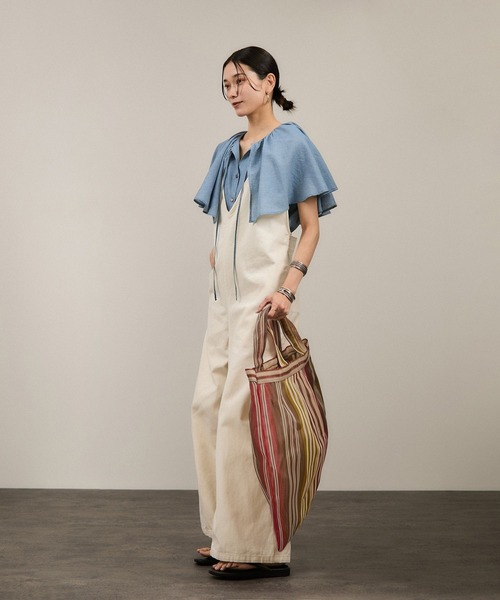 ブラウス シャツ 「WEB限定」デニムフリルカラーノースリーブブラウス レディース SALON adam et rope' ブラウス シャツ 「WEB限定」デニムフリル