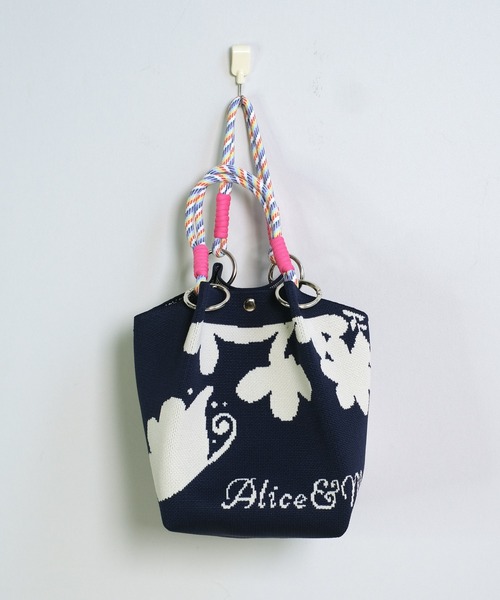 shopnikoniko（ショップニコニコ）の「コードストラップ カラフル ニットハンドバッグ（ハンドバッグ・レディース・グレー/ブルー/ピンク・フリー）」の4枚目の写真