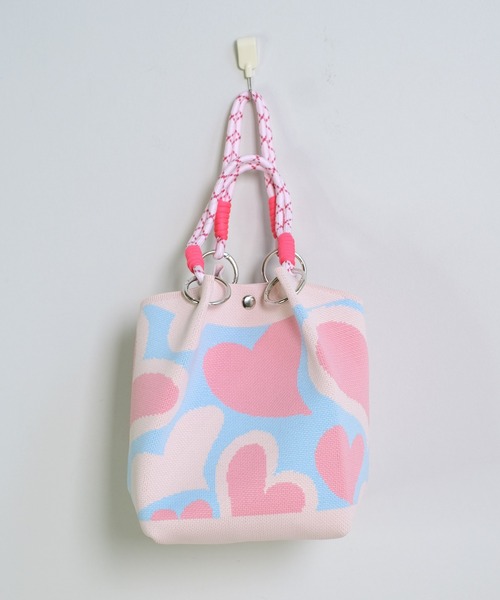 shopnikoniko（ショップニコニコ）の「コードストラップ カラフル ニットハンドバッグ（ハンドバッグ・レディース・グレー/ブルー/ピンク・フリー）」の6枚目の写真